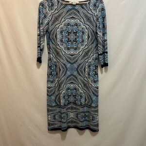 H&M Blue and Black Sheath Dress with Bateau Neckline Size 6